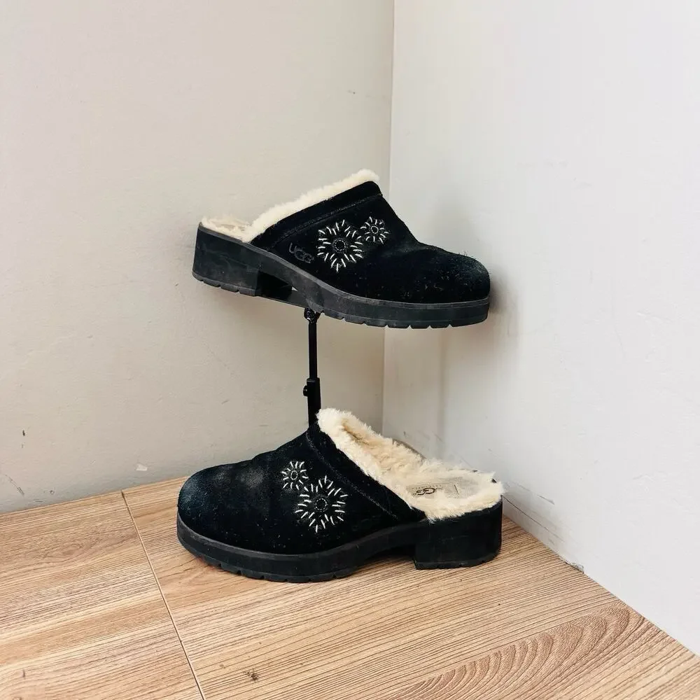 UGG Australia Solvang black suede Slipper mules Women’s Size 8